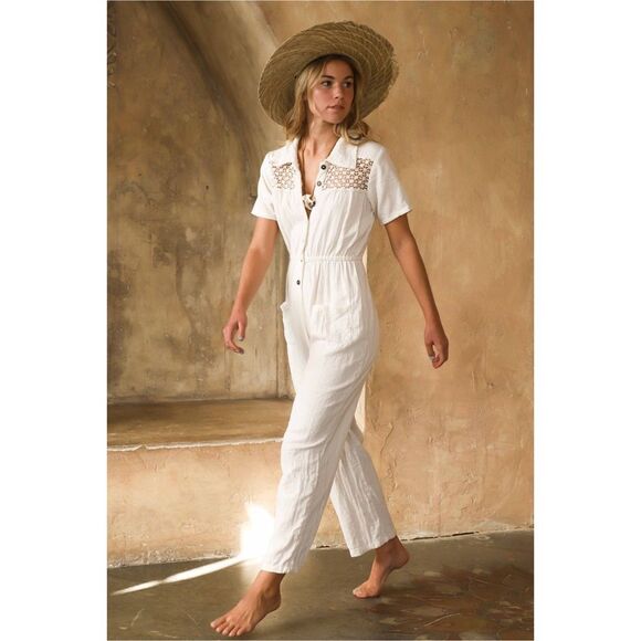 Jen’s Pirate Booty Size S Ollie Jumpsuit Boho Wide Leg in Color Jibarita Natural - Picture 13 of 16